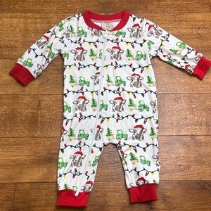 Southern Sass Smocks 3mo Boys Farm Christmas Zippered Outfit Cow Tractor Lights